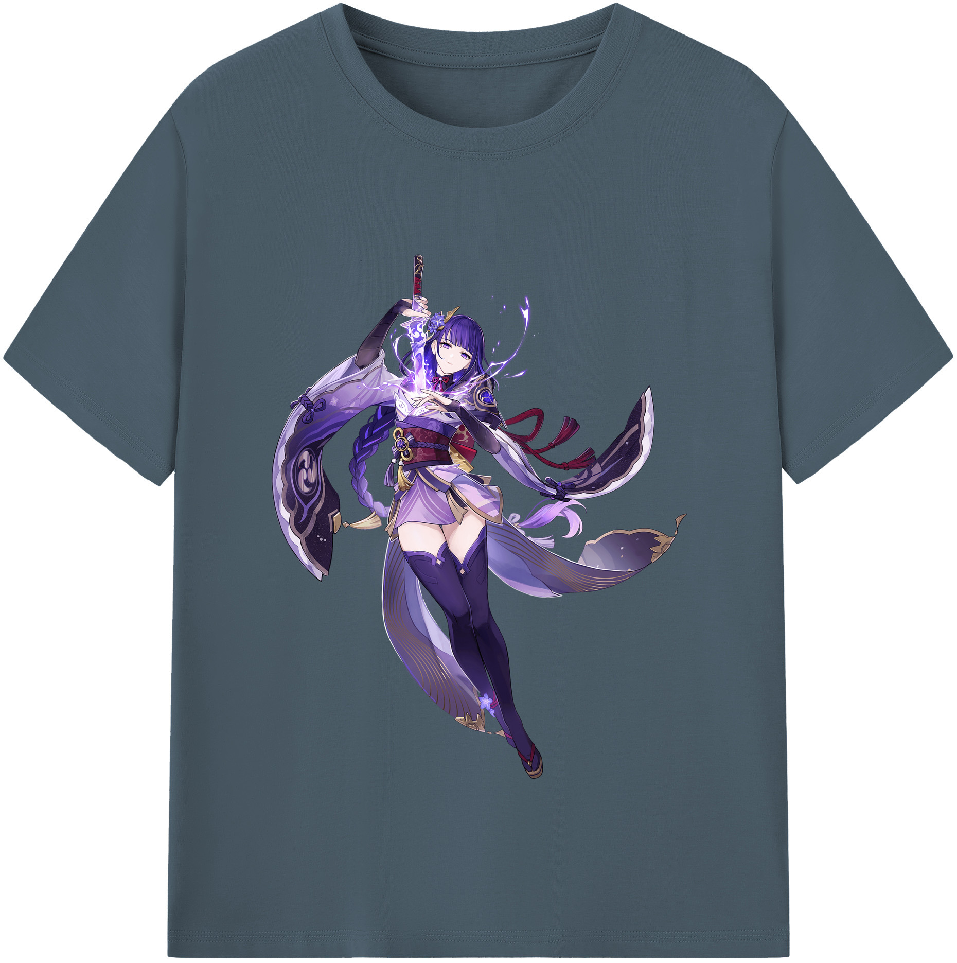 げんし神 雷電将軍 らいでんしょうぐん genshin Raiden Shogun 綿100％半袖Tシャツ（フロントプリント）
